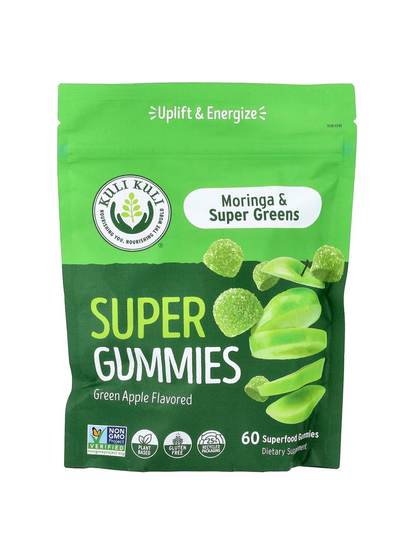 Super Gummies, Moringa & Super Greens, Green Apple, 60 Superfood Gummies